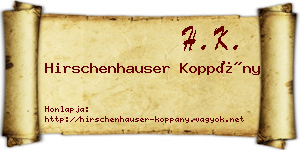 Hirschenhauser Koppány névjegykártya